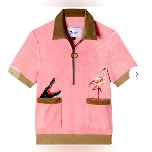 New Tombolo Flamingo Tartare Cabana Terrycloth Top